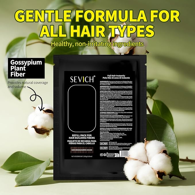 SEVICH Hair Fibers for Thinning Hair, Hair Building Fibers Instantly Thicker & Fuller Look,Hair Powder for Men & Women 100g Black