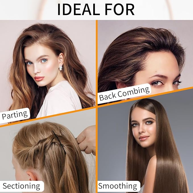 Bamboo Rat Tail Comb – Fine Tooth Hair Comb for Styling, Sectioning & Braiding, Anti-Static & Anti-Frizz, Eco-Friendly & Bakelite Durable Teasing & Parting Comb for Women, Men, Kid