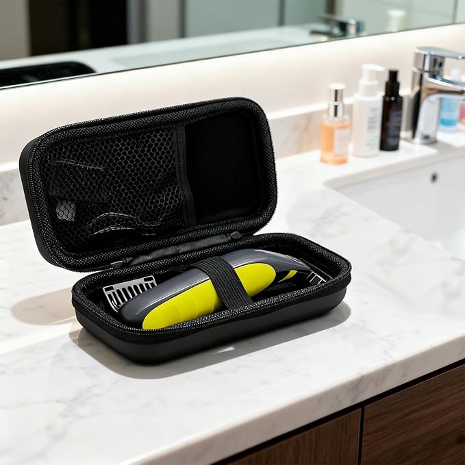 LinMei Hard Travel Case for Electric Trimmers & Shavers - Protective Organizer Compatible with QP27XX, QP28XX and QP6XXX - EVA Shell with Accessory Pocket - Black (Case Only)