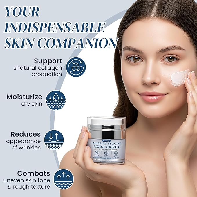 Retinol Collagen Anti-Aging Cream for Face Neck Tightening Moisturizing Skin Cream with Hyaluronic Acid Day Night Wrinkle Facial Moisturizer for All Skin Types 2Pack 1.7 Fl Oz