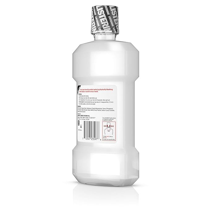 Listerine, Zero Alcohol Mouthwash 24hour Relief for Painful Tooth Sensitivity, fresh mint, 16.9 Fl Oz