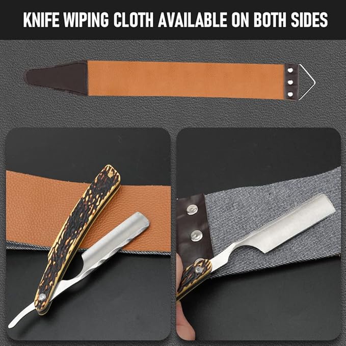 Straight Razor With Strope - Professional Straight Edge Barber Premium Stainless Steel Shaver With Shaving Strop for Men Home & Salon Grooming Using (NO.163)