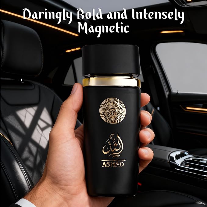 SAADAH Ashad Eau De Parfum for Men 4.0 Fl.oz, 120ml Oriental Amber Spicy Fragrance, Bold Black Pepper Tobacco Pineapple, Coffee Patchouli Vanilla Amber, Long Lasting Masculine Luxury Scent