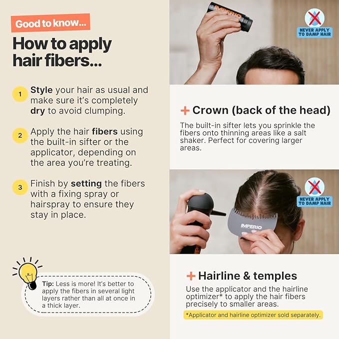 IMPERIO Hair Building Fibers for Thinning Hair - 26g Premium Hair Fibers for Women & Men in Hairdresser Quality - Hair thickening in less than 20 seconds (Black)