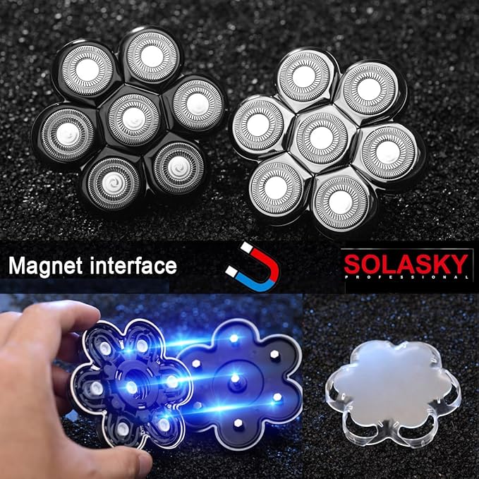 Universal Magnetic 7 Blades Compatible with Freedom Bird Shaver. Head Shaver Replacement Heads