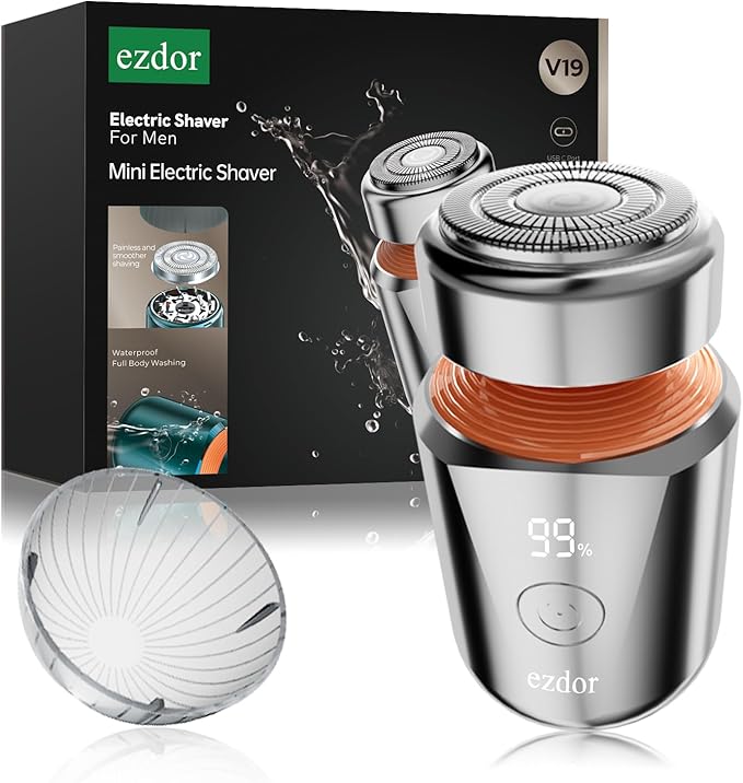 Mini Electric Shaver, Portable Electric Razor for Men & Women, USB-C Rechargeable Waterproof Travel Shaver, Cordless Pocket-Size Razor for Face & Body, Ideal for Home & Business Trips (Silver)