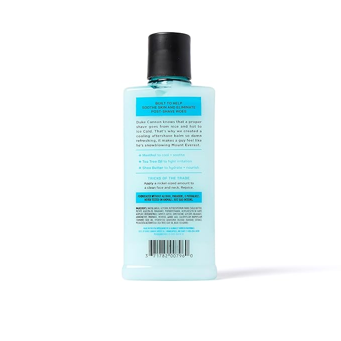 Duke Cannon Ice Cold Cooling After Shave Balm for Men - 6 fl oz - Alcohol-Free Post-Shave Balm for Men - Made with Menthol & Shea Butter