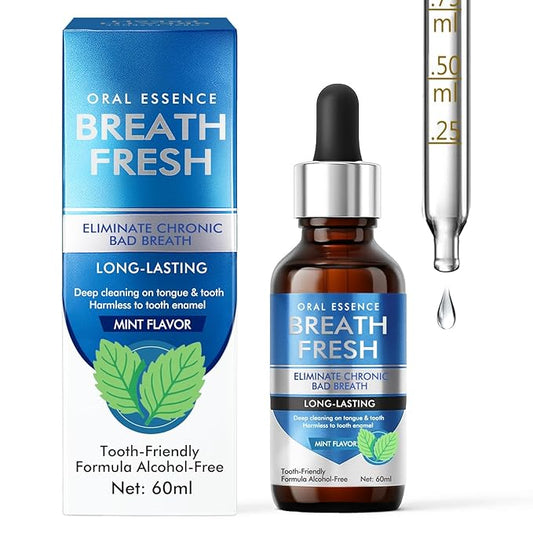 Bad Breath Treatment for Adults, Breath Drops for Fresh Breath, Fast-Acting, Long-Lasting, Natural, Alcohol-Free, Boosts Confidence for Socializing, Daily Oral Care, 60ML
