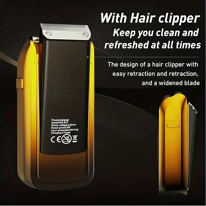 Electric Foil Shaver for Men,Wet Dry Mens Barber Shaver & Trimmer 2 in 1,Professional USB Cordless Rechargeable Razor for Men,LCD Display,Twin Titanium Blades System,Best Gift to Father
