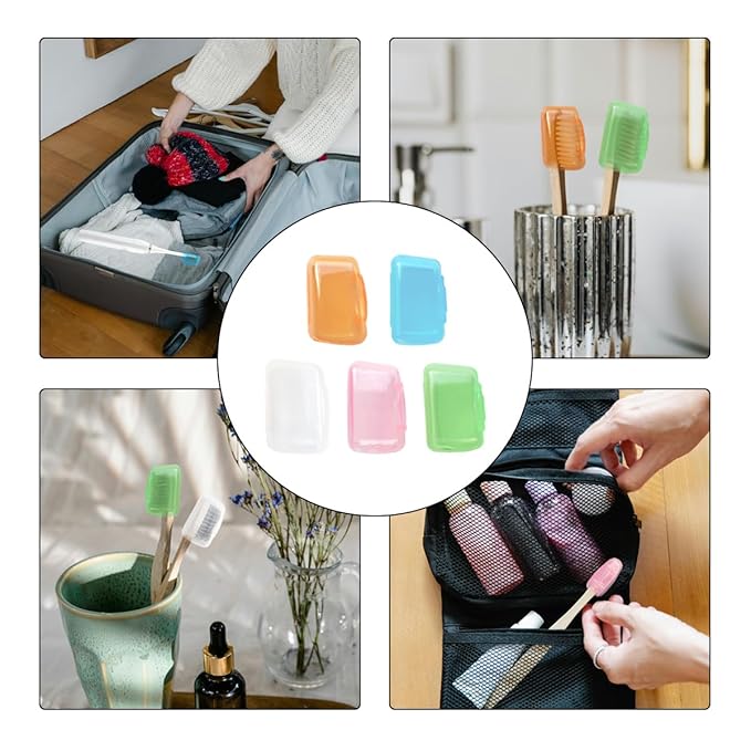 10 Pieces Portable Toothbrush Containers Travel Toothbrush Cap Cover Tooth Brush CapsConvenient for Travel, Home, Office and Hotel Use