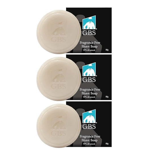 GENTS Men’s Shaving Soap Set - 3 Pack Natural Fragrance Free Shave Bars with Shea Butter for Sensitive Skin, Rich Lather, Razor Burn Relief