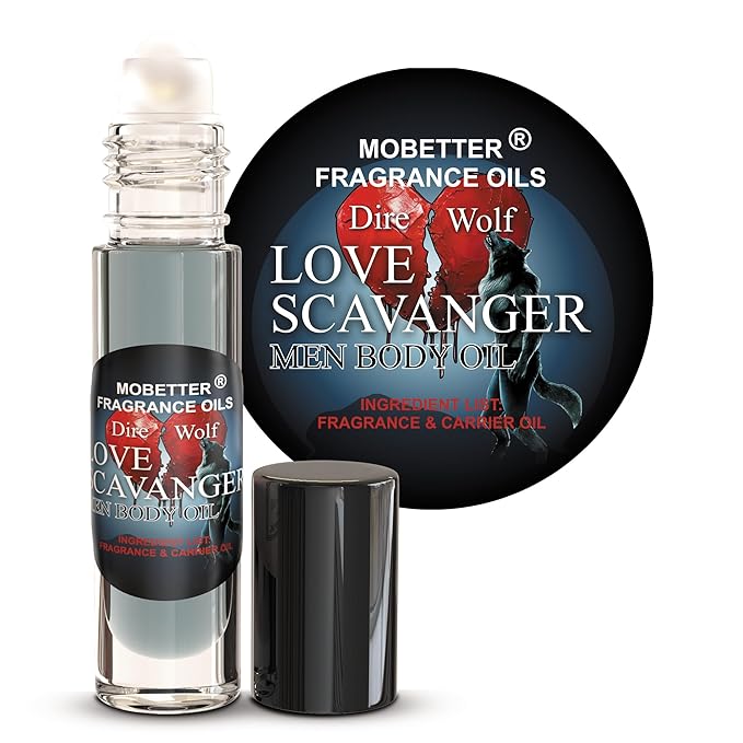 MOBETTER FRAGRANCE OILS Dire Wolf Love Scavanger Men Body Oil 0.33 Oz Roll On, Glass Bottle, Long Lasting, Travel Size