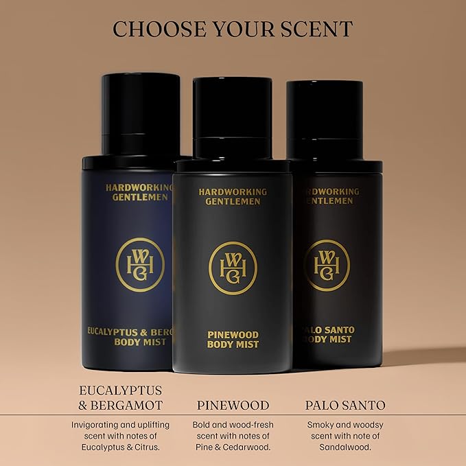 Hardworking Gentlemen Palo Santo Body Mist For Men, 3.38 oz | 100 ml - A Warm, Grounded Scent with Notes of Smoke and Sandalwood - Made in the USA