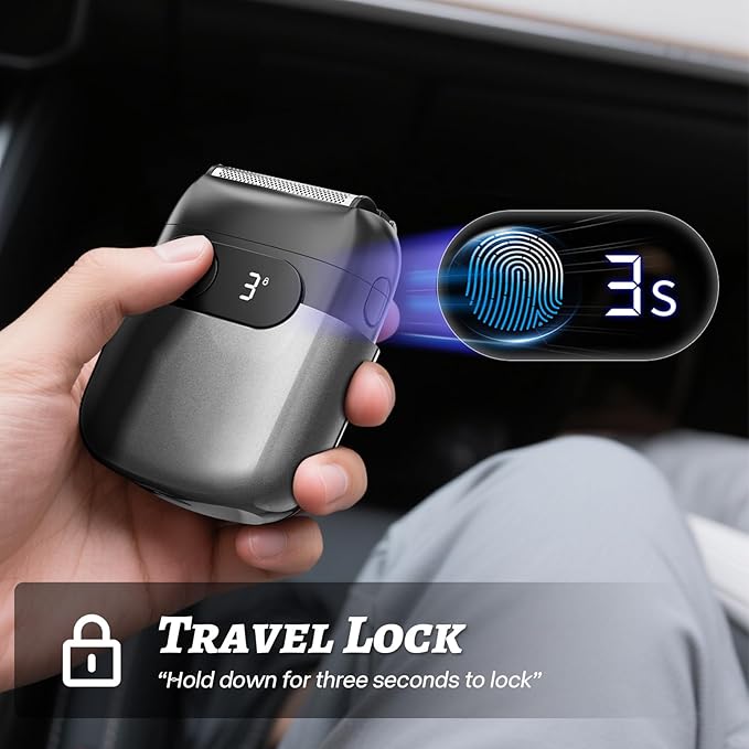 Electric Foil Shaver for Men,Compact 3D Floating Shaving Heads, Electric Razor for Men,IPX8 Waterproof, USB-C Fast Energy, LED Info Display, Wet/Dry Adaptability, Travel Lock Slate Grey