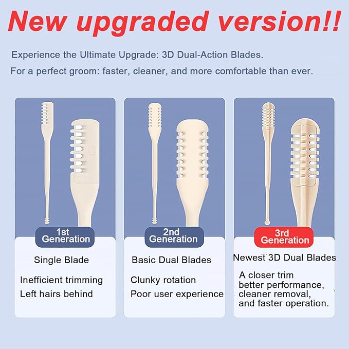 2-in-1 Nasal Hair Cutter, 2025 New Double-Sided Nose Hair Trimmer with Ear Picker, Portable Manual Nasal Trimmer with 360° Rotating Blade(2PCS)