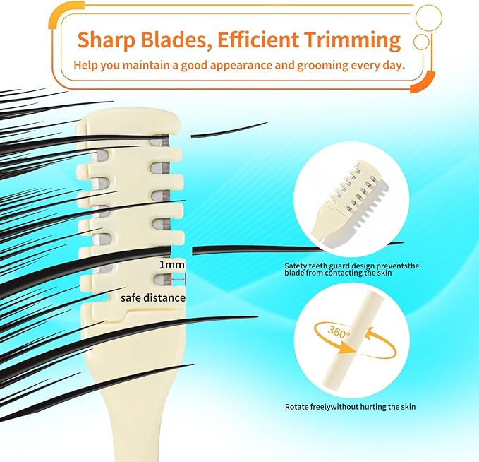 360°Manual Nose Hair Trimmer, Dual-Blade Manual Trimmer for Women Men Double Sided Nose Hairs Remover Tool (Beige,12 PCS)