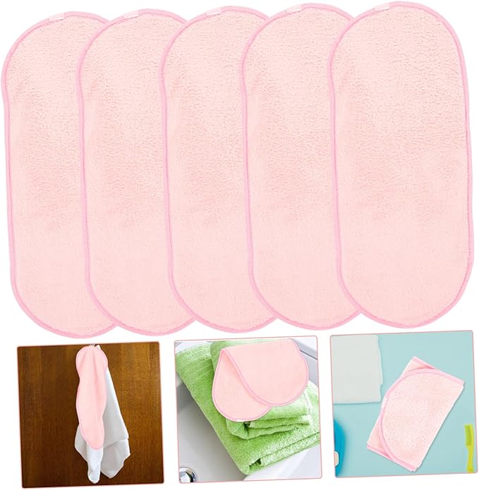 GALPADA 5pcs Portable Face Towels Coral Makeup Remover Cloths for Camping and Travel Soft and Facial Washing Towels for Comfortable Cleansing