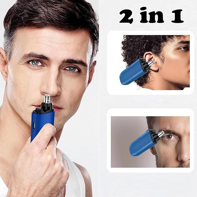 2024 New Pikapipy Nose Hair Trimmer With Digital Display, IPX7 Waterproof Portable Nose Hair Trimmer for Men, 2 in 1 Nasal Hair Cutter Rechargeable Portable Nose Hair Trimmer (2 SET-A)