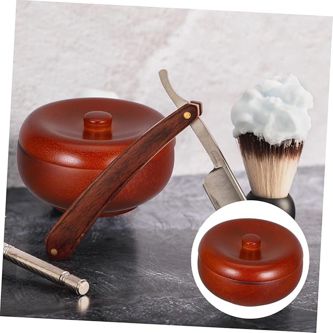 Razor Bowl Mug Wooden Shaving Bowl Lid Shave Soap Cup Shaving Cream for Men