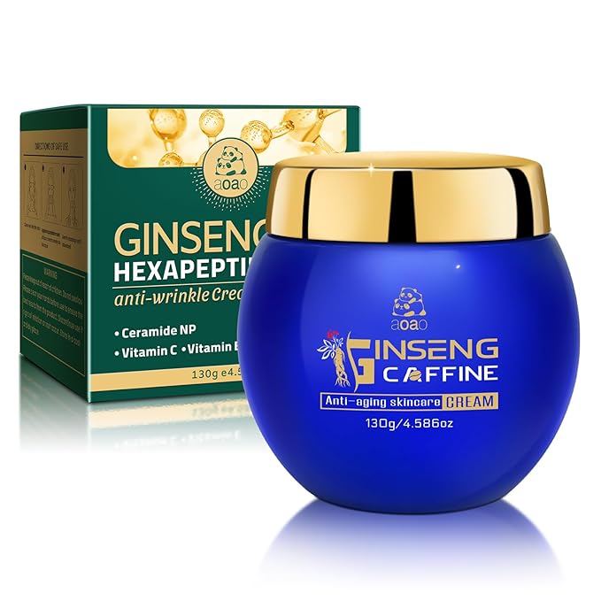 AOAO Ginseng Hexapeptide Anti Wrinkle Moisturizer for Men, Brightening Face Cream with Shea Butter & Turmeric, Brightening & Firming Skin, Deep Nourishment, Intensive Moisture Locking (Ginseng-1)