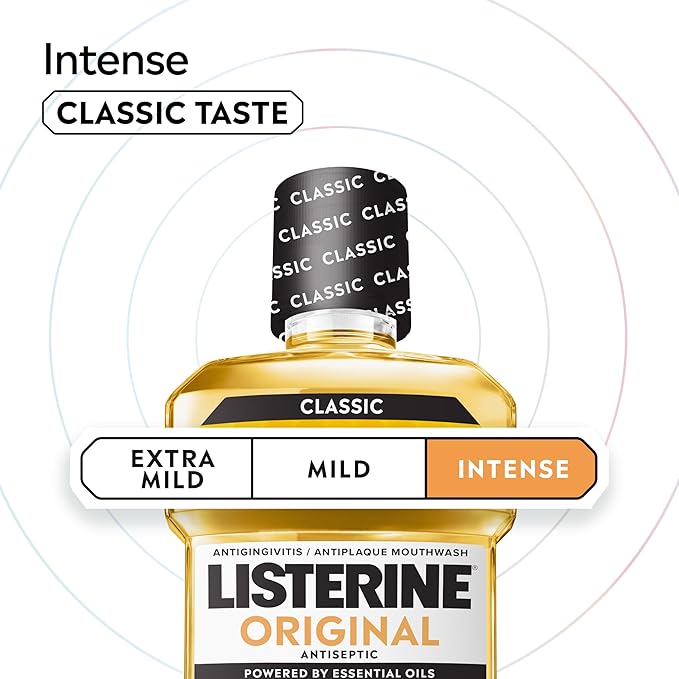 Listerine Original Intense Antiseptic Oral Care Mouthwash to Kill 99.9% of Germs that Cause Bad Breath, Plaque and Gingivitis, ADA-Accepted Mouthwash, Intense Original Flavored Oral Rinse, 1L X 2