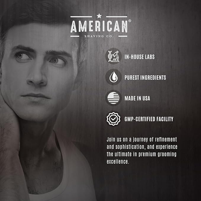 American Shaving Co. Sandalwood Shaving Cream For Men 8 Oz, Made in USA, Easy Application, Quality Potent Ingredients, Long-Lasting, Non-GMO, GMP Certified, Cruelty-Free Products