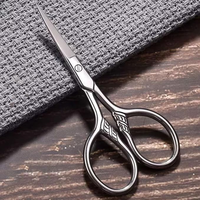 2Pcs Small Stainless Steel Eyebrow Trimming Scissors and Mustache Scissors Set for Men Precision Facial Hair Grooming Suitable for Beard and Eyebrow Maintenance