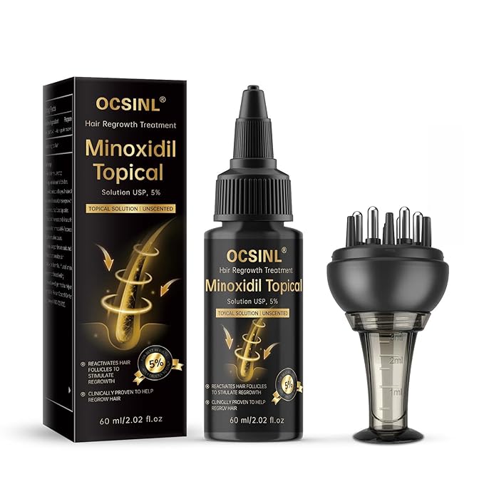 Minoxidil for Men & Women, With Biotin, Batana Oil, Rosemary Essential Oil, Effective Hair Loss Solution, Hair Loss Treatment for Hair Regrowth, Non-Greasy 5% Minoxidil - 60ml(Serum + Massager Set)