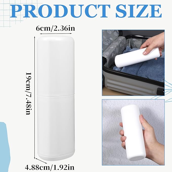 White Travel Toothbrush Case with Cup, Travel Toothbrush Holder Portable Compact Toothpaste Cover Container Toothbrushs Holder with Mouthwash Cup Detachable Bottom Holders for Traveling School Home