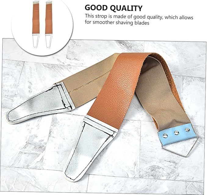 NOLITOY 2pcs Dual-sided Razor Strop Tool Practical Manual Sharpener for Straight Razors and Blades Durable Genuine Random Color Easy Operation for Home Grooming