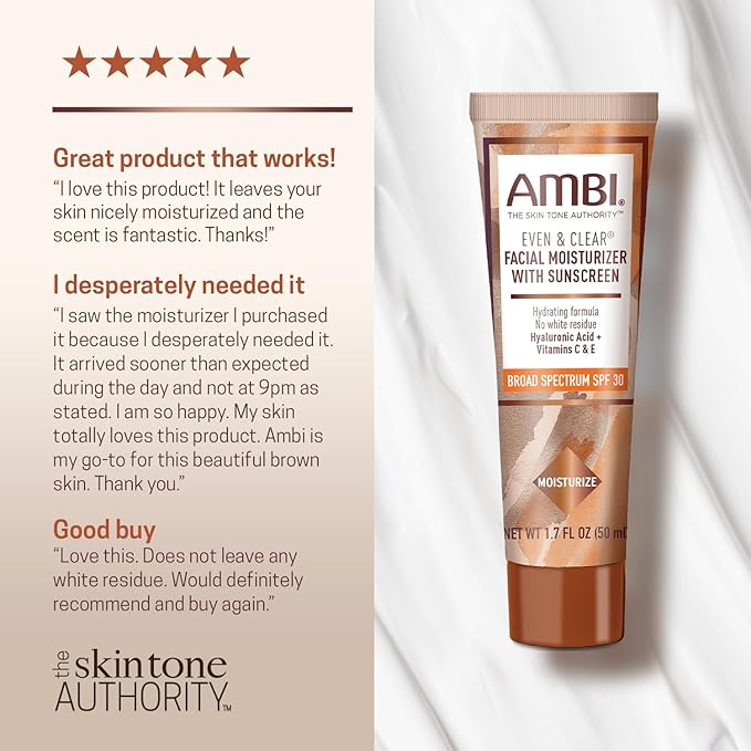 Ambi Even & Clear Facial Moisturizer with Sunscreen SPF 30, 1.7 Ounce