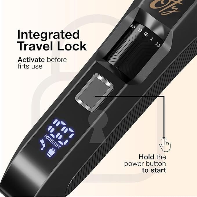 Oty Beard Trimmer for Men Adjustable - Waterproof Cordless Hair Clippers with 20-Length Dial, Stainless Steel Blades, LED Display & Travel Lock - Rechargeable Grooming Kit – Ideal Gift for Men