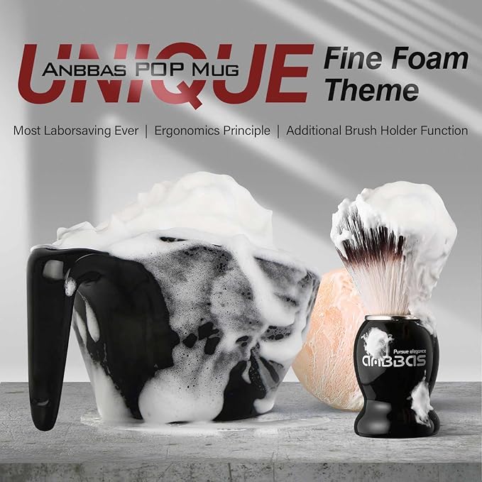Anbbas Shaving Brush with Synthetic Badger Bristles Wood Handle,Melamine POP Mug for Lathering and 3.5oz Shaving Soap for Men Wet Shave,Women Girls Hair Removal