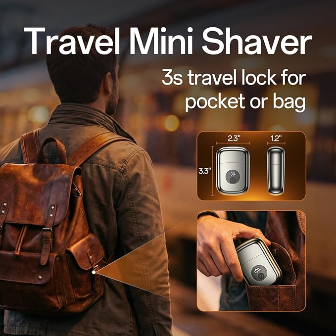 Electric Razor for Men, Foil Shavers Beard Trimmer for Men, Mini Face Shaver for Men, Portable Cordless Travel Body Hair Shaver for Facial, Neck
