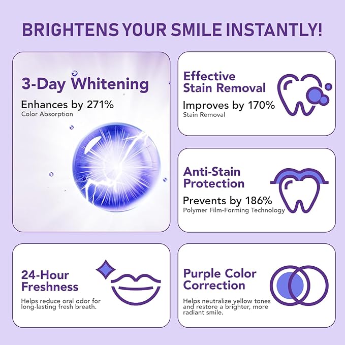 Teeth Whitening Powder - Enamel-Safe Brightening Powder for Stains - Helps Remove Coffee, Tea, Wine & Tobacco Stains - Gentle for Sensitive Teeth