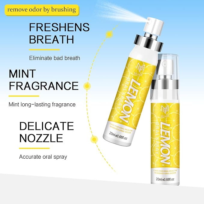 PEGO Oral Breath Spray,Mouth Spray Breath Fresheners,Dry Mouth Spray,Sugar-Free,Long-Lasting,Fights Bad Breath for Adults,pH Balanced,Travel Size(Lemon Flavor*2Pack)