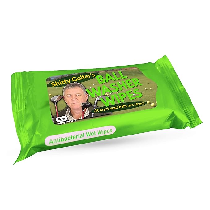 Sh*tty Golfer’s Ball Washer Wipes - Funny Golf Gag Idea Novelty Moist Wipes for Men Women Disposable Pocket Accessories Travel Size