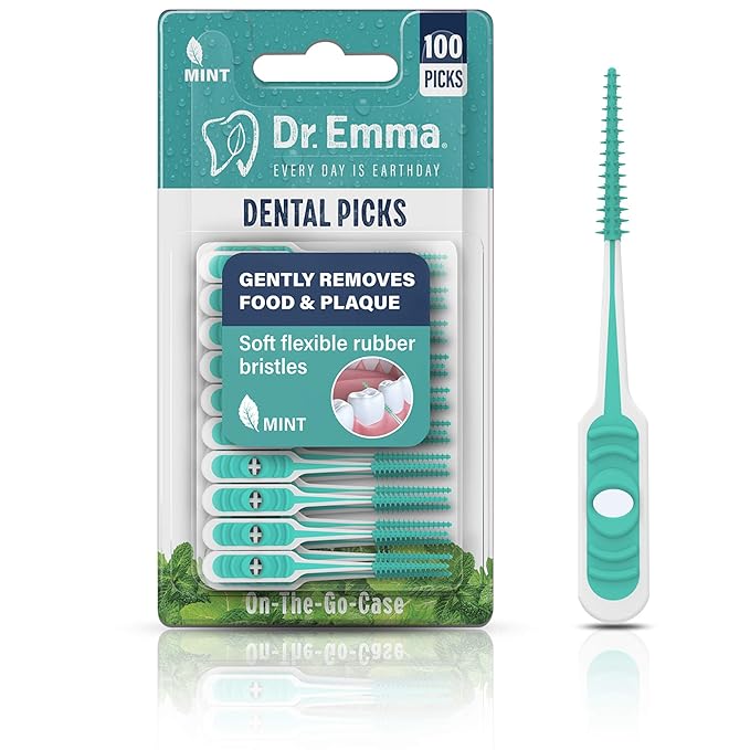 Dr. Emma Dental Picks Mint Brush Picks 100Ct/Pack, 2 Packs (200Ct)