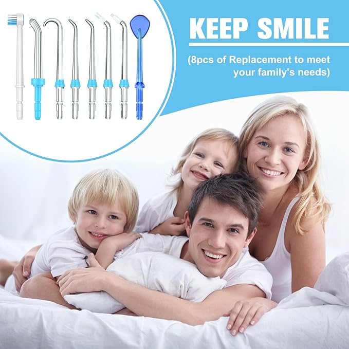 Replacement Tips for Waterpik Water Flosser,Replacement Classic Jet Tips Compatible with Waterpik Oral Irrigator,Replacement Brush Heads for Waterpik,8 Pcs Replacement Parts for Waterpik