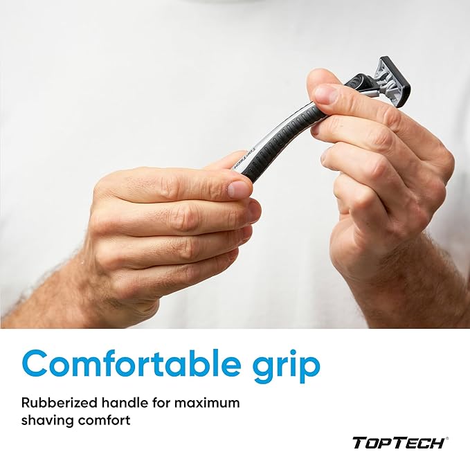 TopTech PRO 5 Razors for Men Quad Set - Manual Shaving Razors & Refills - 40 Count Pack (4 Handles + 36 Replaceable Cartridges), 5-Blades Technology - Soft Shave & Sharp Blades - Great Refill Price