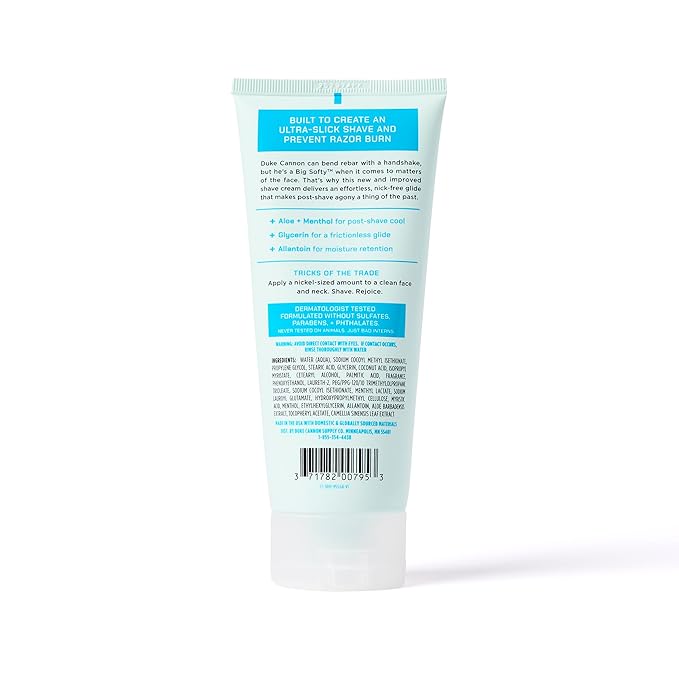 Duke Cannon Men’s Shave Cream – 6 oz Rich, Moisturizing Shaving Cream for Smooth, Comfortable Shaves