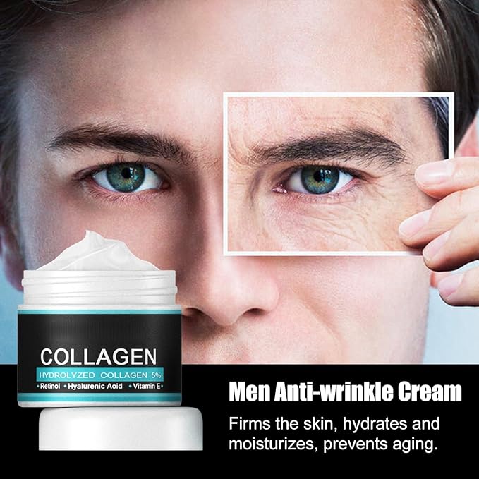 Men’s Face Moisturizer Cream, Lightweight Hydrating Daily Facial Cream for Men, Non Greasy Texture with Hyaluronic Acid, Vitamin E and Retinol, Smooth and Fresh Looking Skin Care, 50g