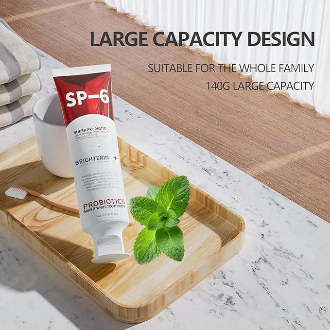 Sp-6 Probiotics Whitening Toothpaste, Sp-6 Ultra Whitening Toothpaste, Enhanced Formula with Enamel-Safe, Fluoride-Free, Fresh Breath Mint Flavor for Oral Health (4)