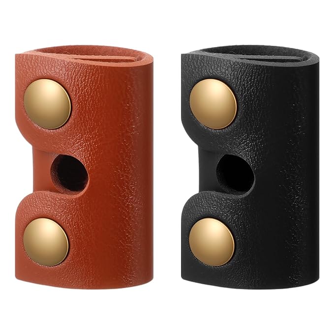 2PCS Safety Razor Cover,Leather Safety Razor Case, Double Travel Razors Cases with Snap Closure, for Men Travels Butterfly Shaver, Black, Brown