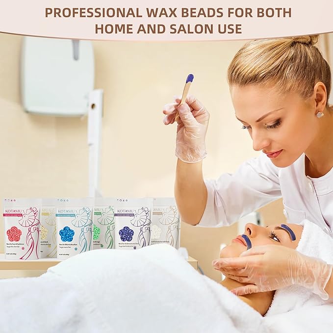 KOTAMU Wax Beads for Hair Removal, 1lb Lavender Hard Wax Beans for Sensitive Skin, Facial, Chin, Underarms, Brazilian Bikini Face, Perfect for Men Women Full Body Waxing at Home Salon