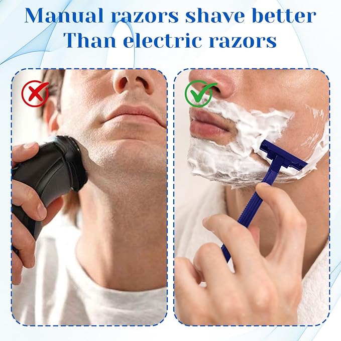 200Pcs Twin Blade Razors for Men, Twin Blade Disposable Razors With Clear Safety Cap, Stainless Steel Disposable Shaver, Multipurpose Portable Manual Shaver for Bathing Hotel Travel