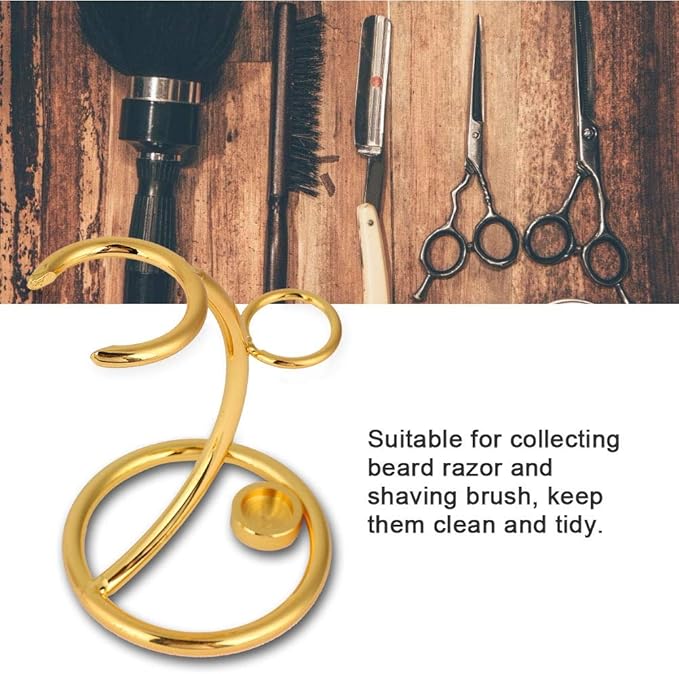 Tmtop Men Shaving Tool Holder Beard Shaver Razor Brush Stand Rack (Gold)