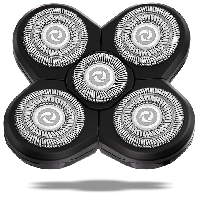 Magnetic Head Shaver Replacement Heads 7 Double Ring Waterproof Rotary Razor Blades for Bald Men Compatible with freebird wyklaus shpavver & Other Brands(black5)