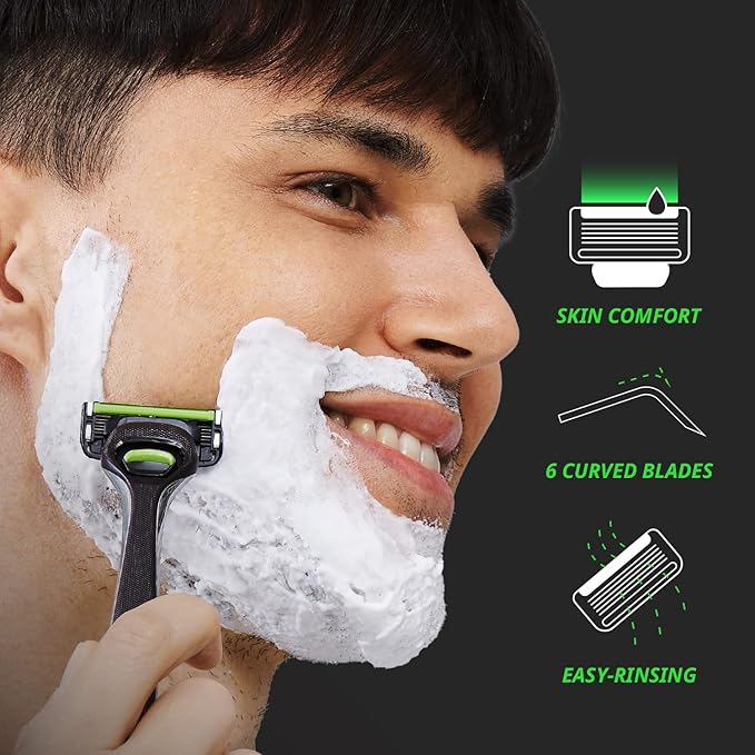 Dorco Pace 6 Pro - Six Blade Razor System with Trimmer - 2 Replacement Handles (Handles Only)