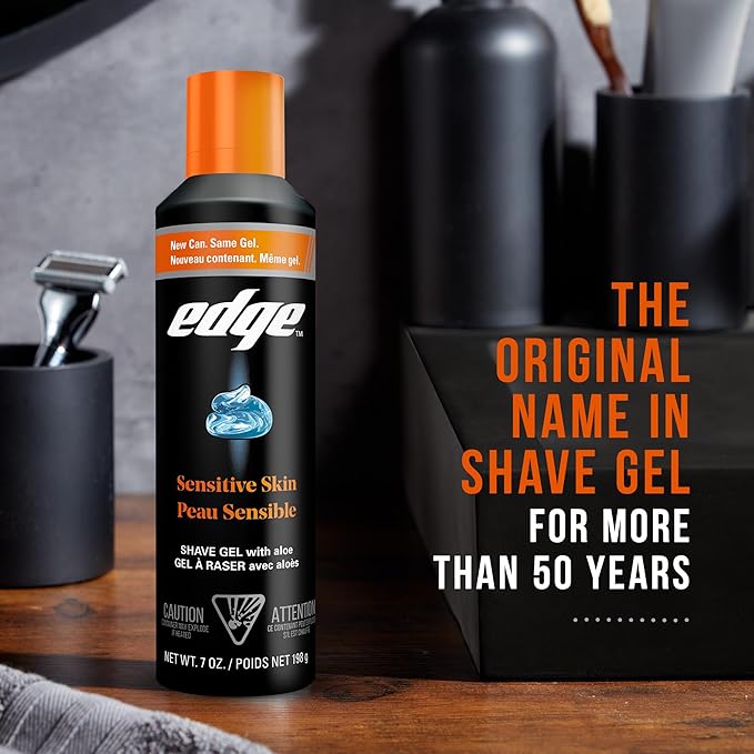 Edge Shaving Gel for Men, Sensitive Skin with Aloe, (6 Pack) - Shave Gel For Men That Moisturizes, Protects and Soothes To Help Reduce Skin Irritation